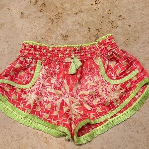 Poupette St Barth Floral Red and Green Women's Shorts